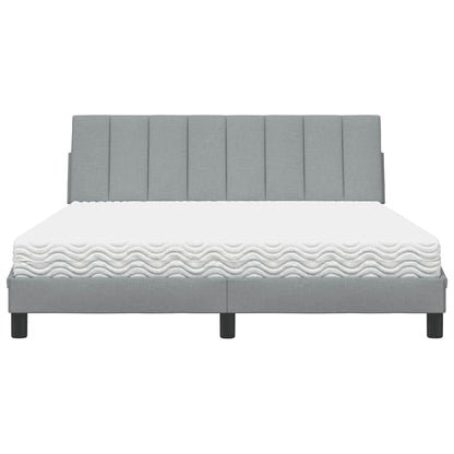 Bett mit Matratze "Hanko" Hellgrau 160x200 cm Stoff
