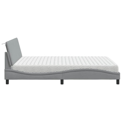Bett mit Matratze "Hanko" Hellgrau 160x200 cm Stoff