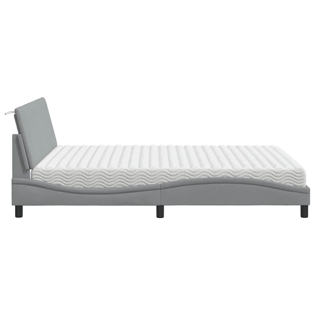 Bett mit Matratze "Hanko" Hellgrau 160x200 cm Stoff