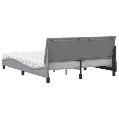 Bett mit Matratze "Hanko" Hellgrau 160x200 cm Stoff