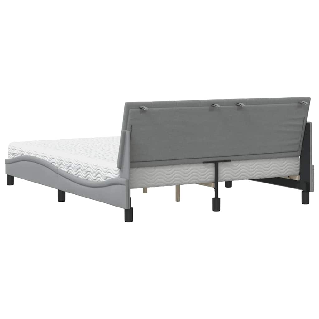 Bett mit Matratze "Hanko" Hellgrau 160x200 cm Stoff