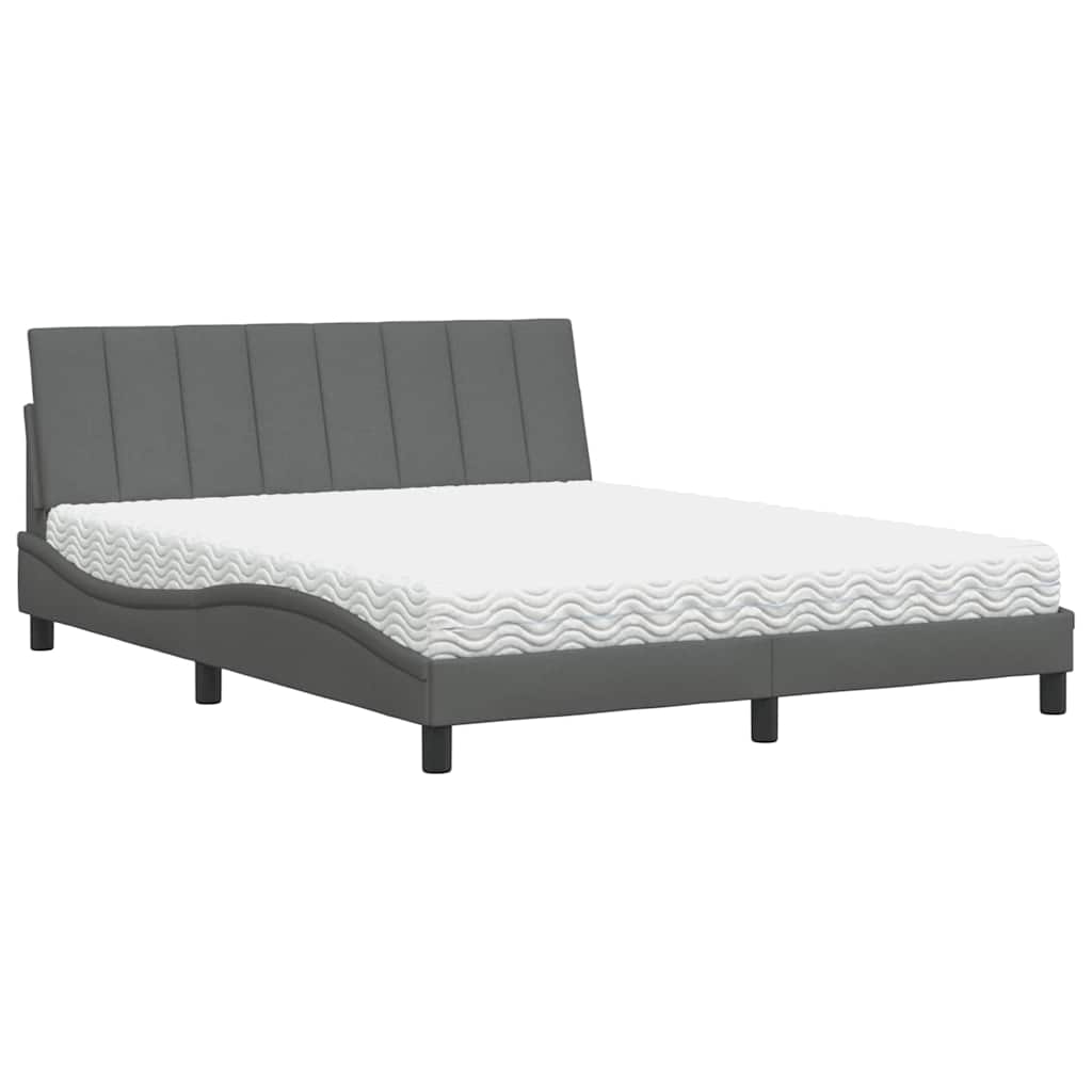 Bett mit Matratze "Hanko" Dunkelgrau 160x200 cm Stoff