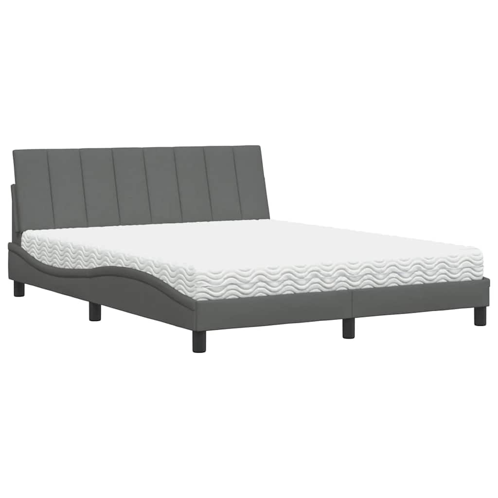 Bett mit Matratze "Hanko" Dunkelgrau 160x200 cm Stoff