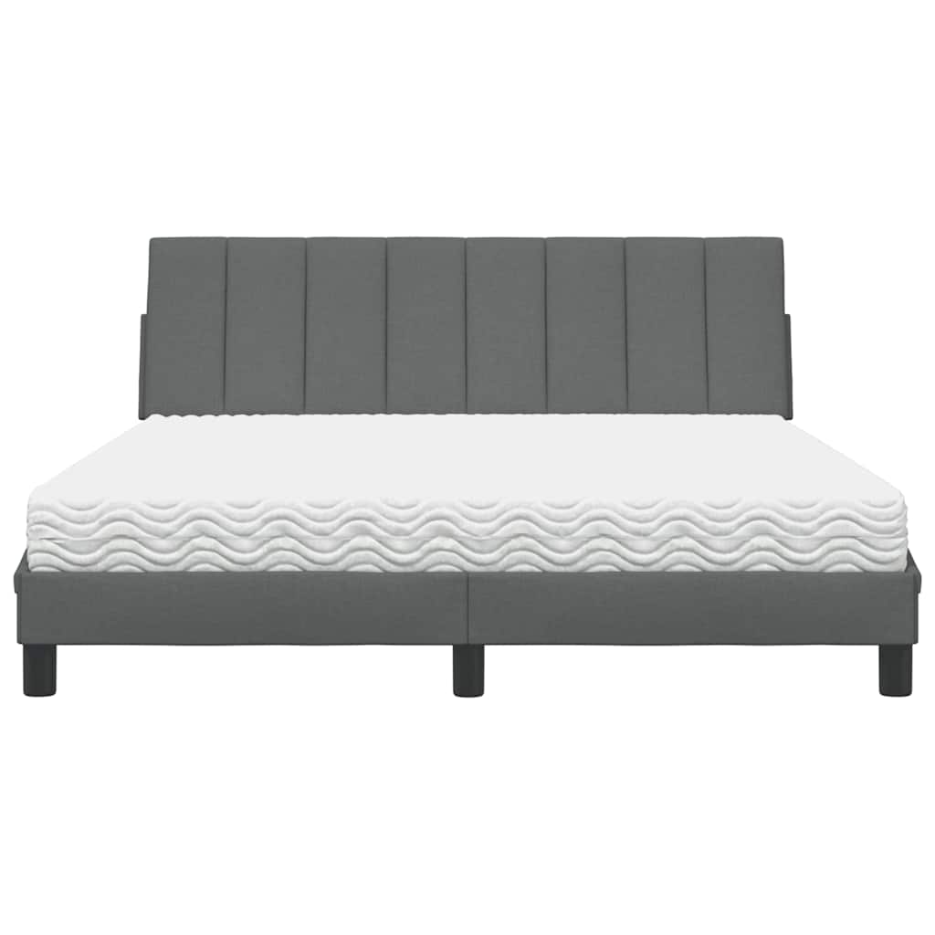 Bett mit Matratze "Hanko" Dunkelgrau 160x200 cm Stoff