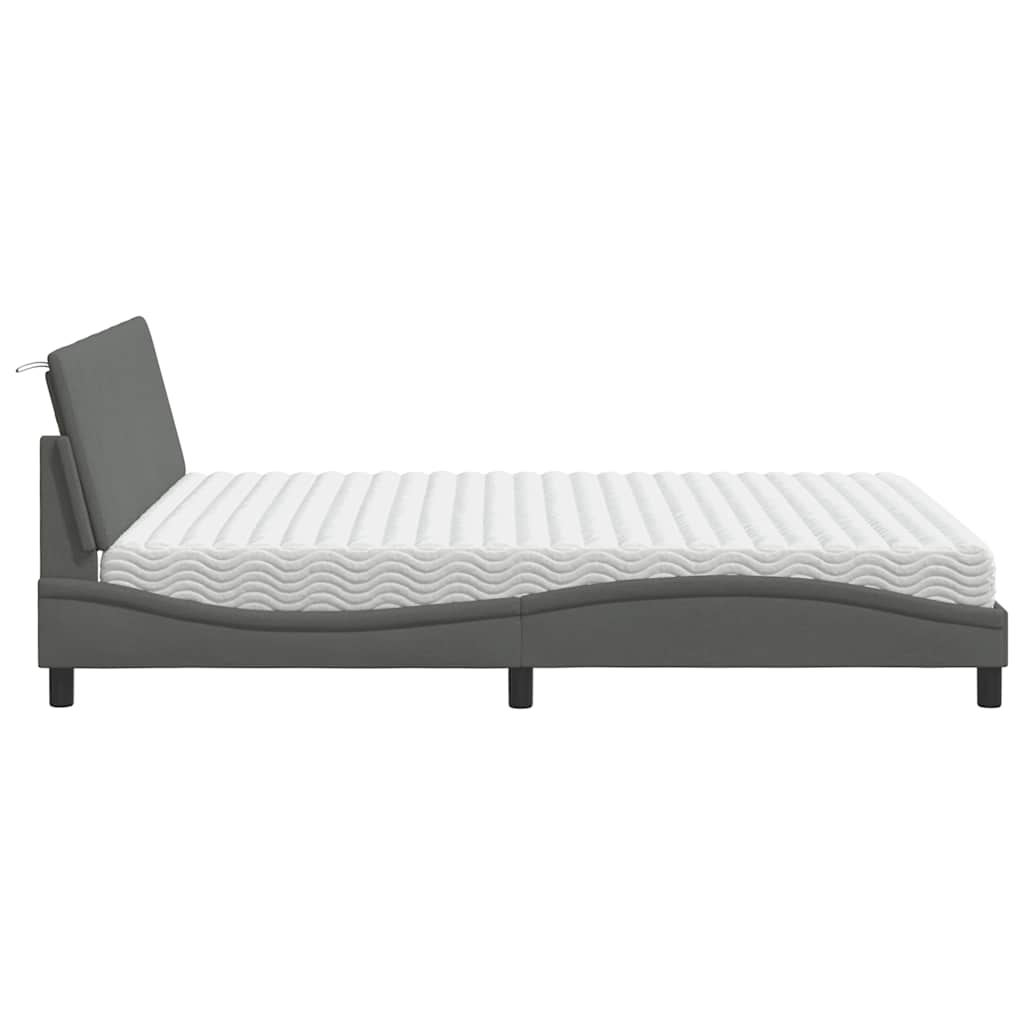 Bett mit Matratze "Hanko" Dunkelgrau 160x200 cm Stoff
