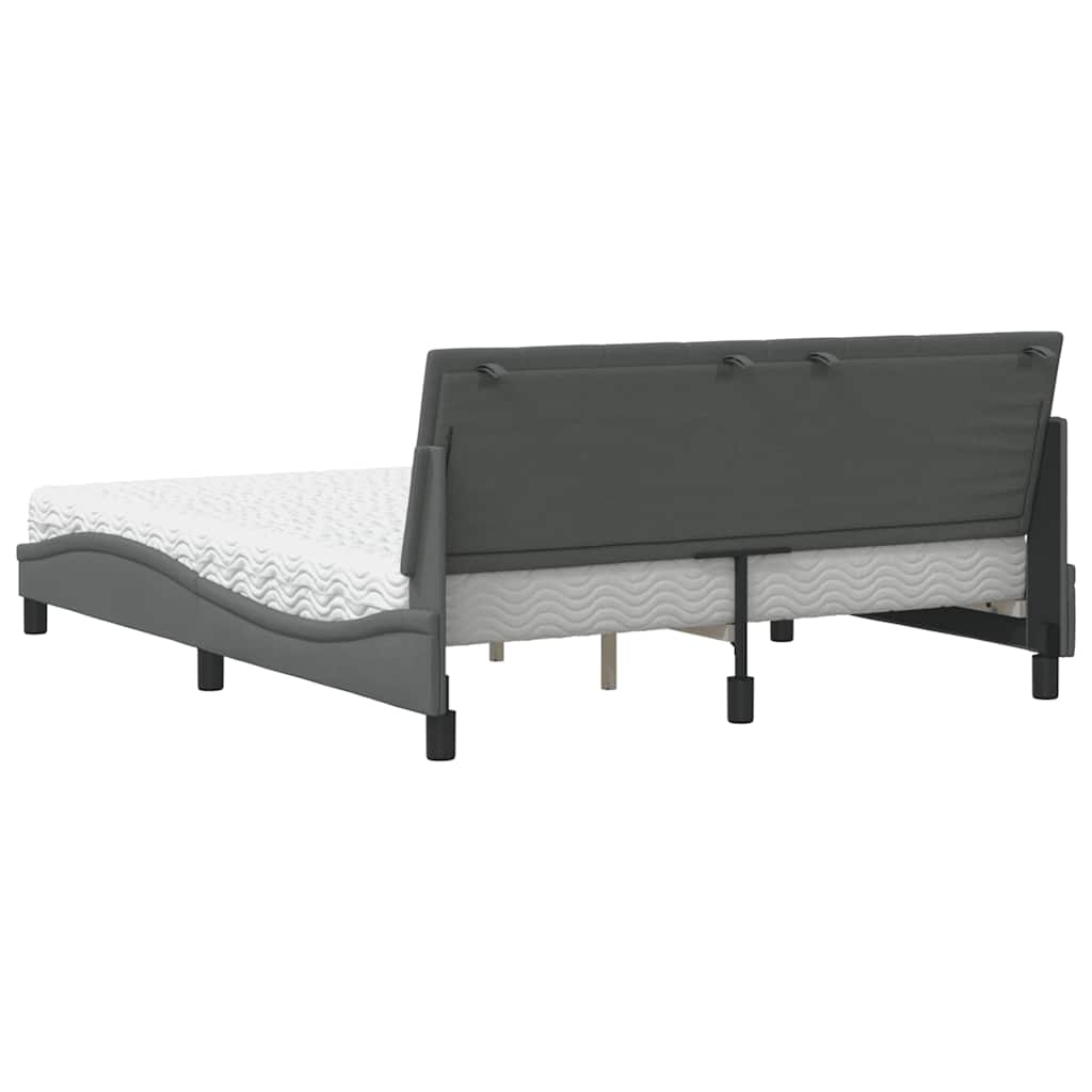 Bett mit Matratze "Hanko" Dunkelgrau 160x200 cm Stoff