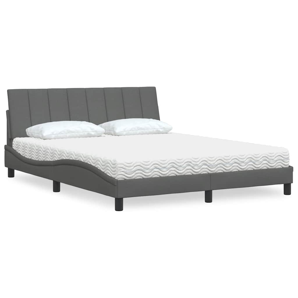 Bett mit Matratze "Hanko" Dunkelgrau 160x200 cm Stoff