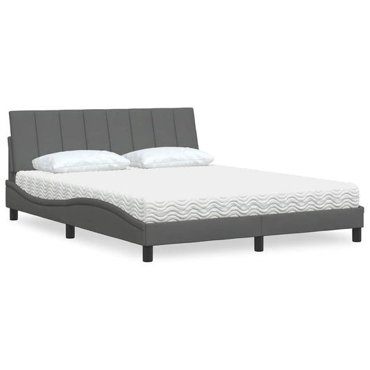Bett mit Matratze "Hanko" Dunkelgrau 160x200 cm Stoff