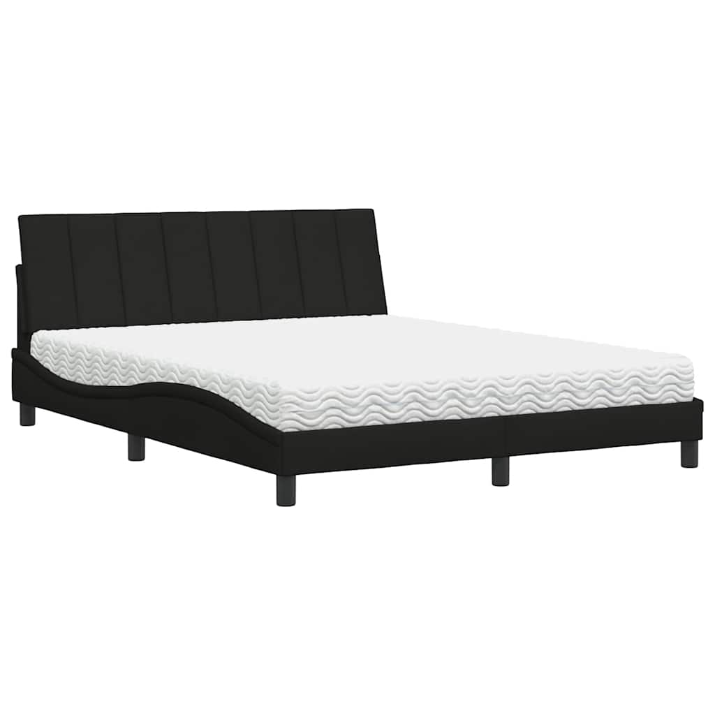 Bett mit Matratze "Hanko" Schwarz 160x200 cm Stoff