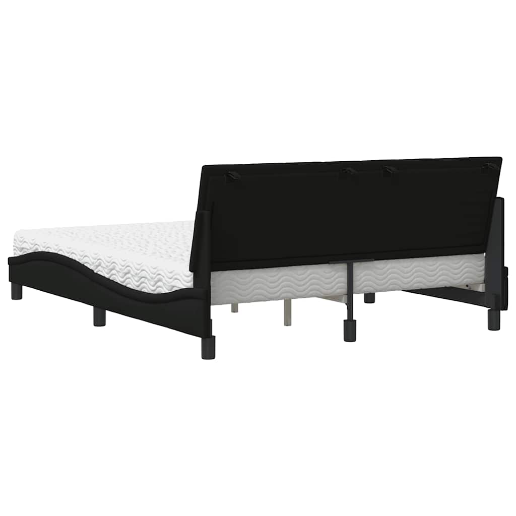 Bett mit Matratze "Hanko" Schwarz 160x200 cm Stoff