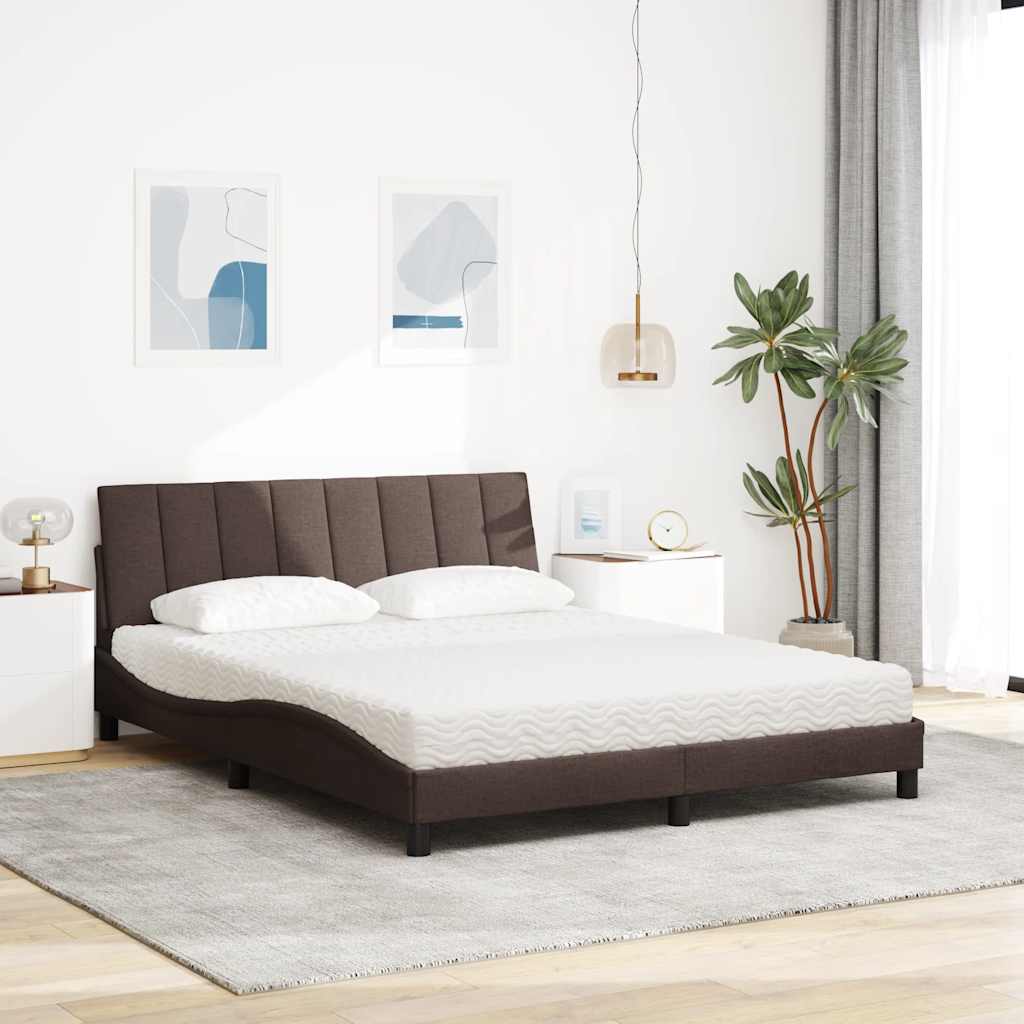 Bett mit Matratze "Hanko" Dunkelbraun 160x200 cm Stoff