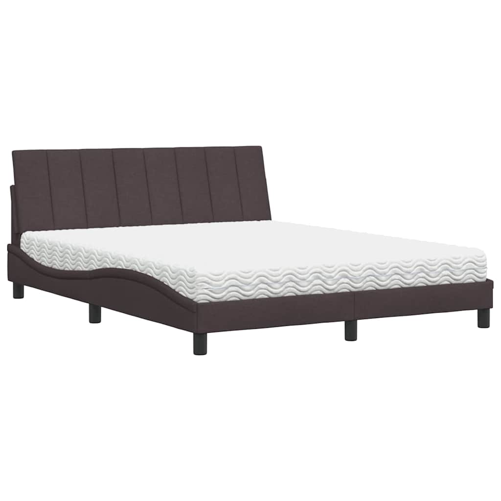 Bett mit Matratze "Hanko" Dunkelbraun 160x200 cm Stoff