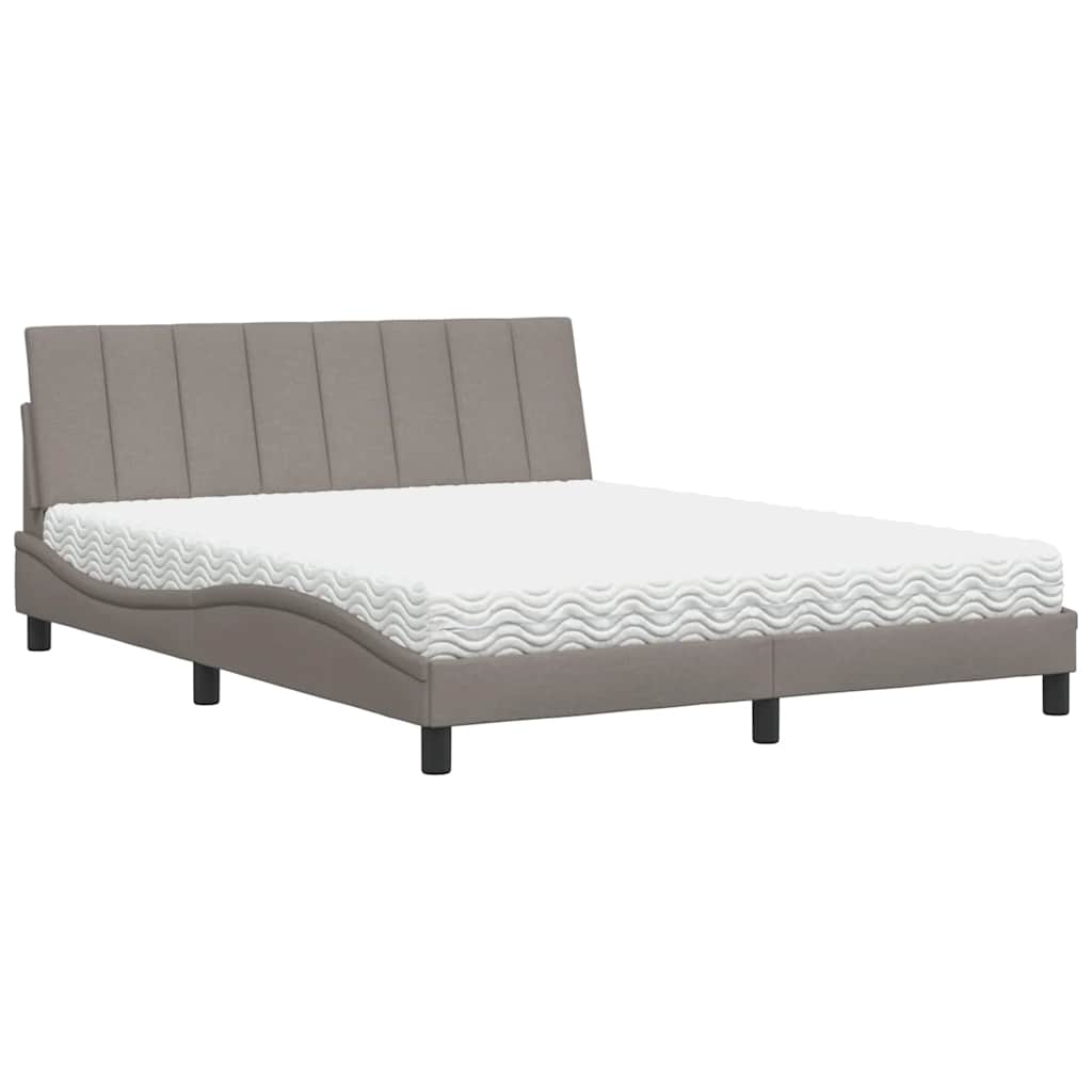 Bett mit Matratze "Hanko" Taupe 160x200 cm Stoff