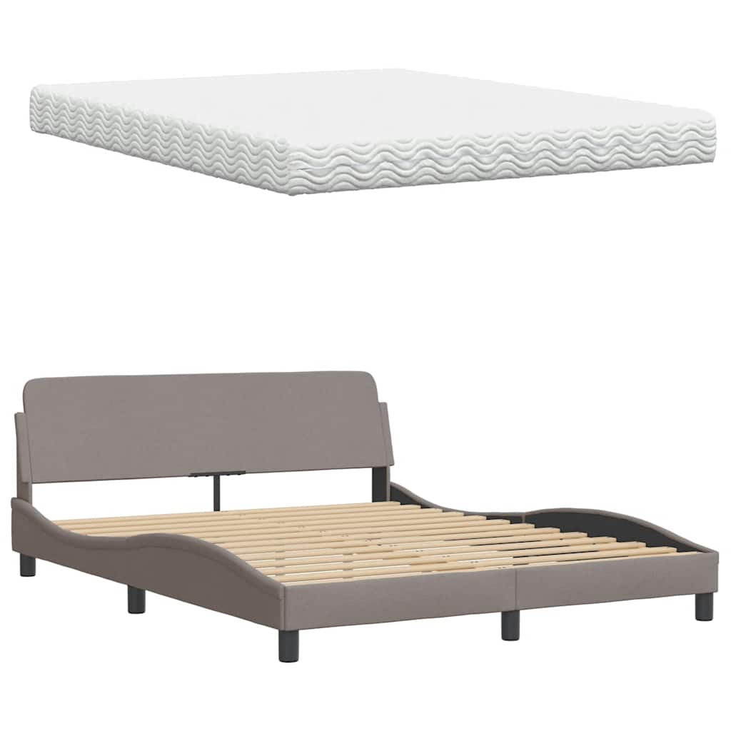 Bett mit Matratze "Hanko" Taupe 160x200 cm Stoff