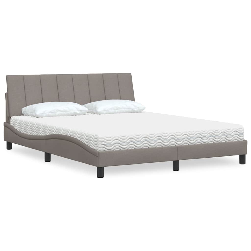 Bett mit Matratze "Hanko" Taupe 160x200 cm Stoff