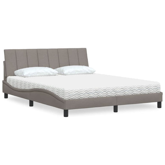Bett mit Matratze "Hanko" Taupe 160x200 cm Stoff