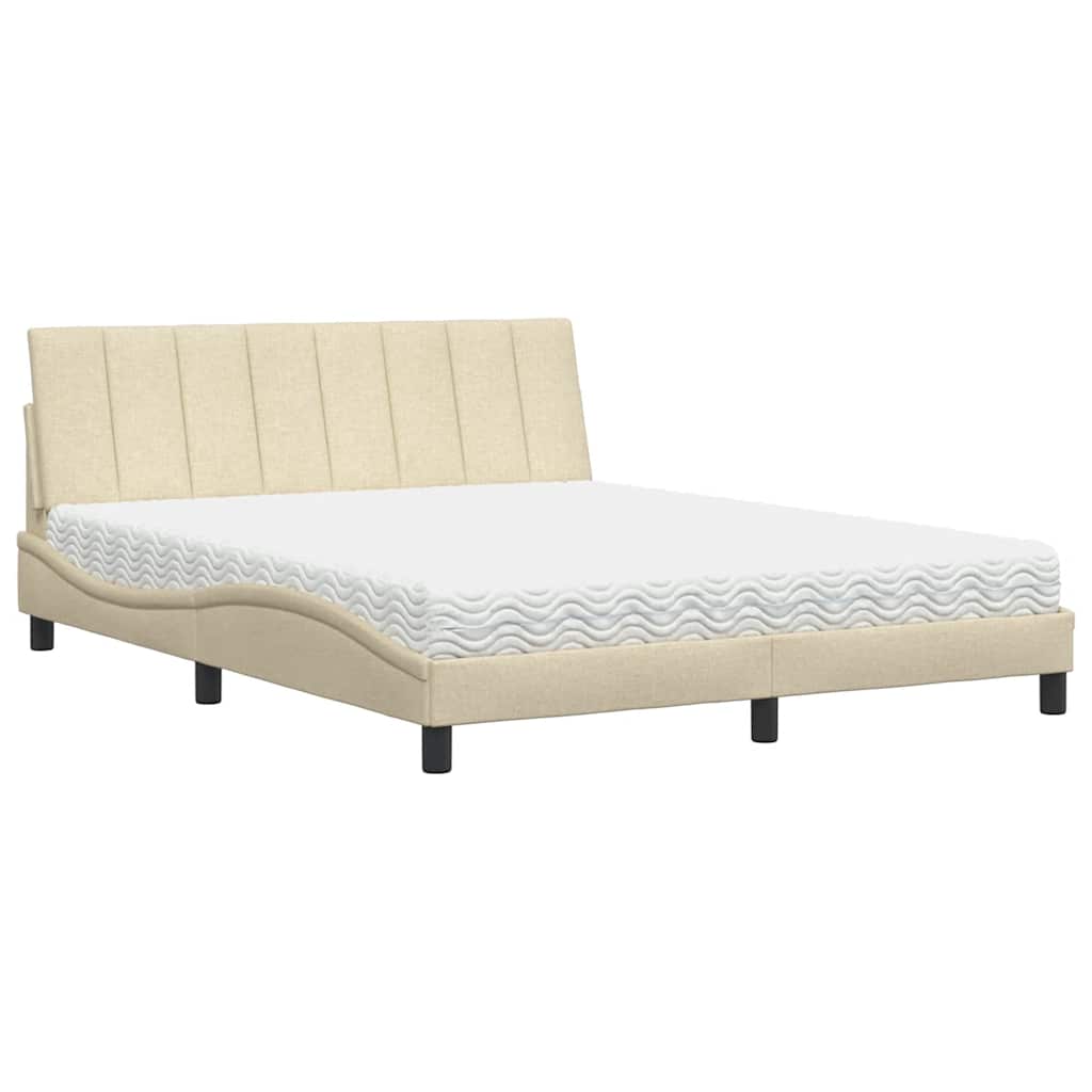 Bett mit Matratze "Hanko" Creme 160x200 cm Stoff