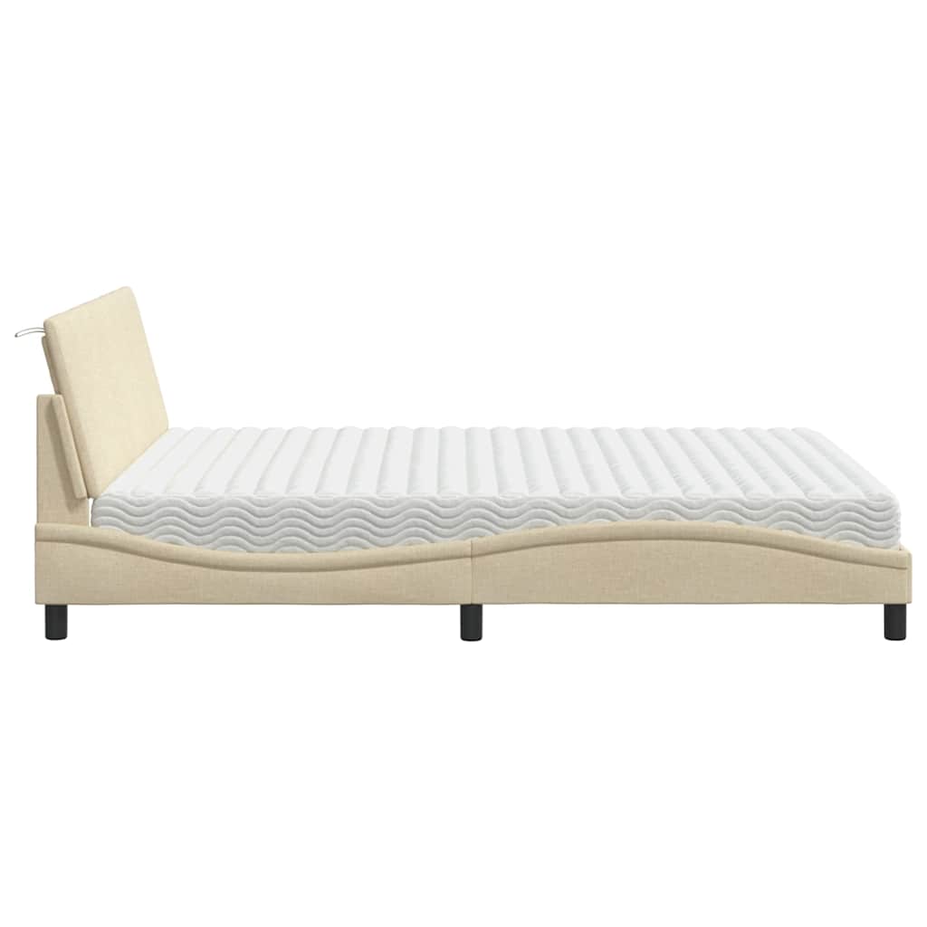 Bett mit Matratze "Hanko" Creme 160x200 cm Stoff
