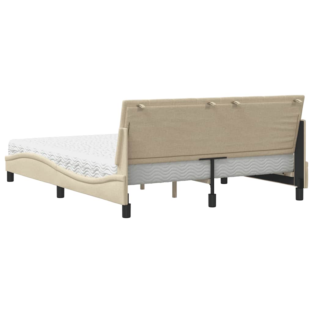 Bett mit Matratze "Hanko" Creme 160x200 cm Stoff
