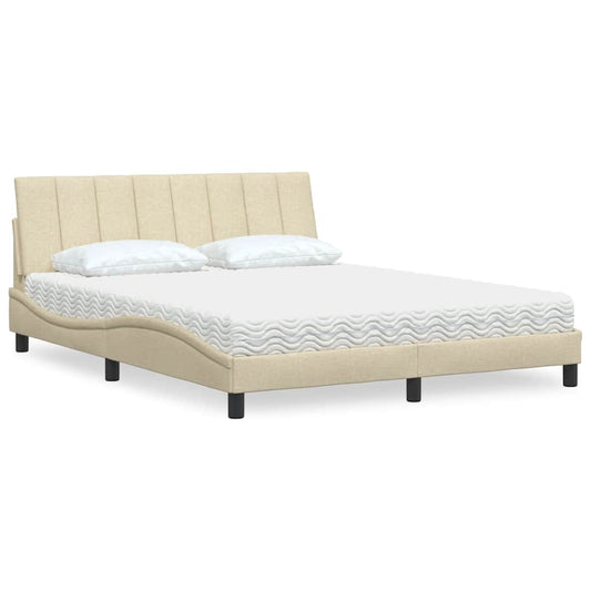Bett mit Matratze "Hanko" Creme 160x200 cm Stoff