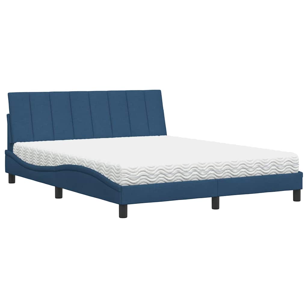 Bett mit Matratze "Hanko" Blau 160x200 cm Stoff