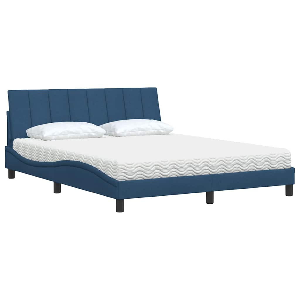 Bett mit Matratze "Hanko" Blau 160x200 cm Stoff