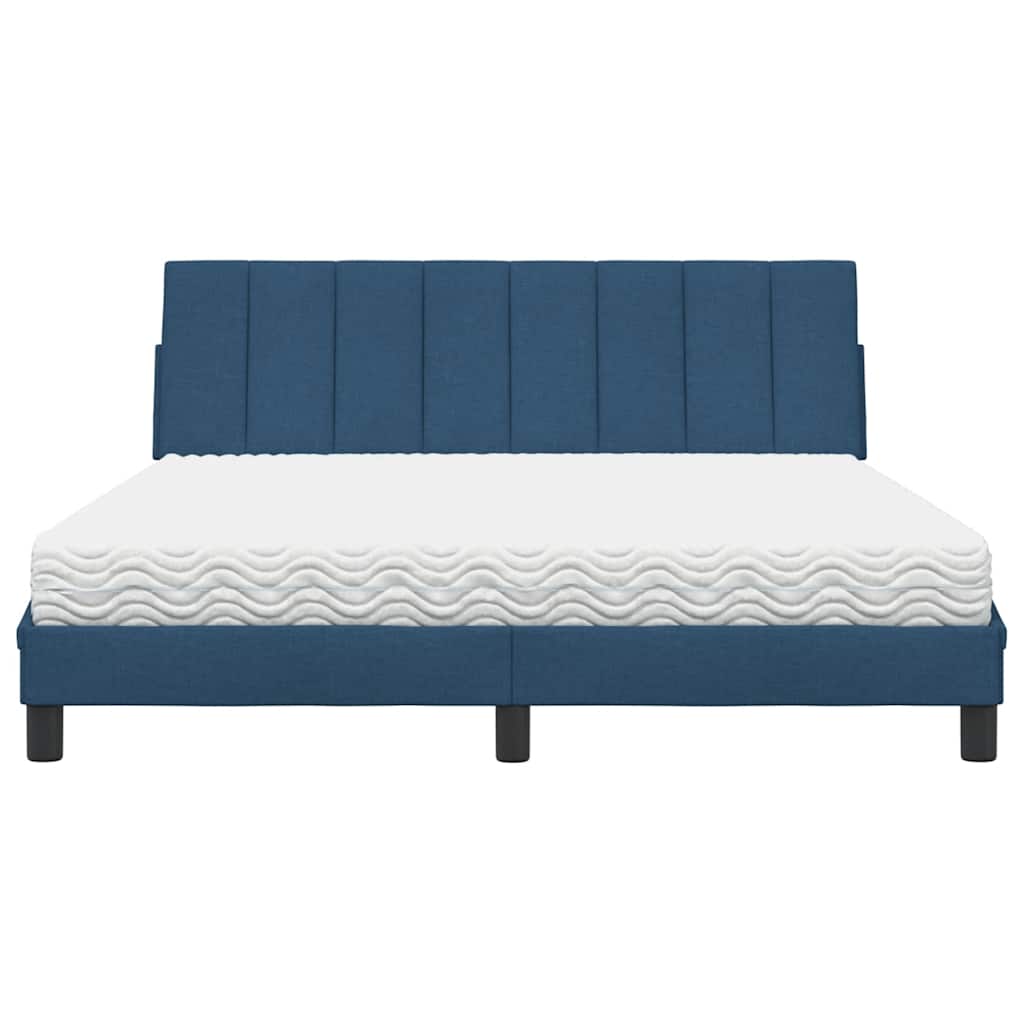 Bett mit Matratze "Hanko" Blau 160x200 cm Stoff