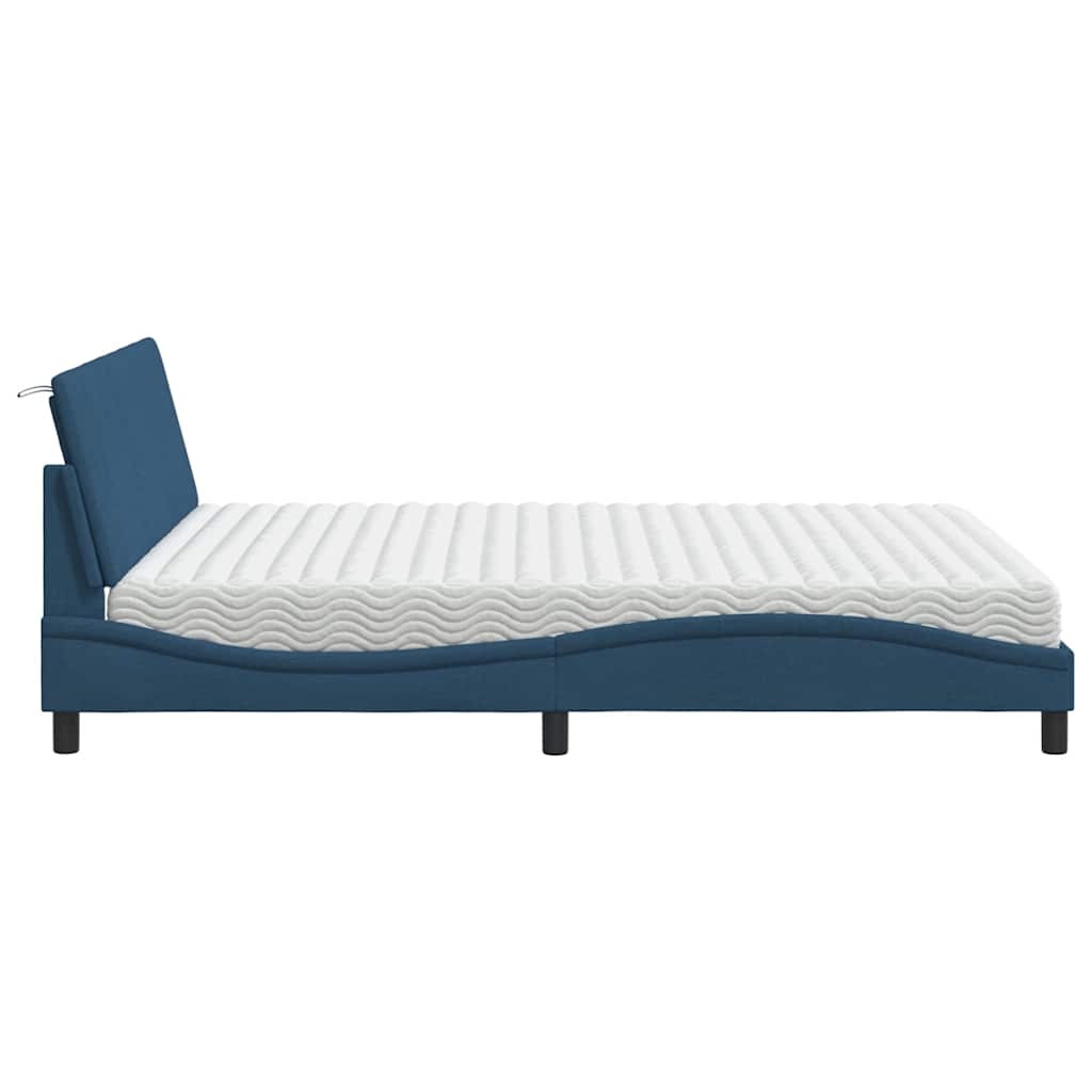 Bett mit Matratze "Hanko" Blau 160x200 cm Stoff
