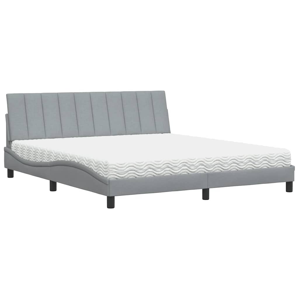 Bett mit Matratze "Hanko" Hellgrau 180x200 cm Stoff