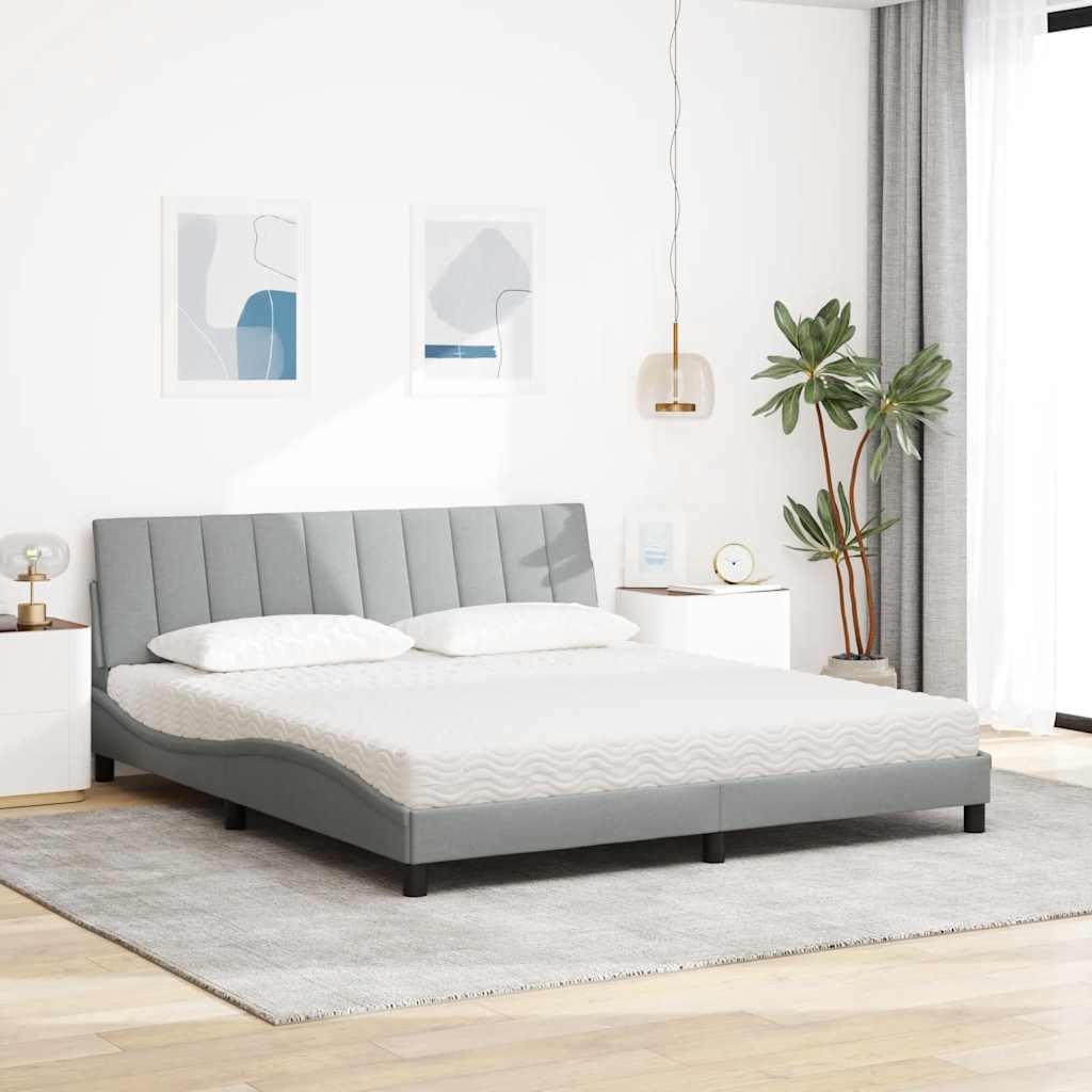 Bett mit Matratze "Hanko" Hellgrau 180x200 cm Stoff