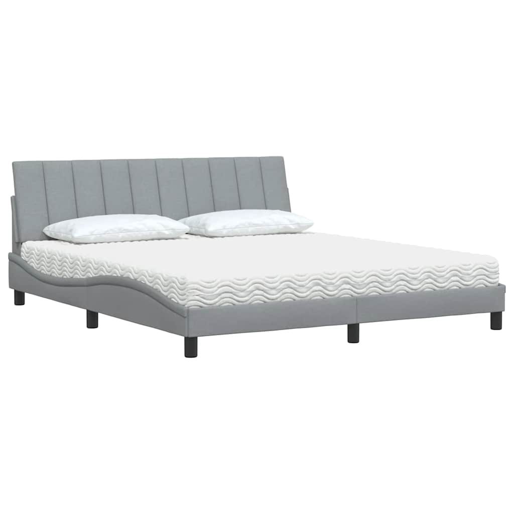 Bett mit Matratze "Hanko" Hellgrau 180x200 cm Stoff