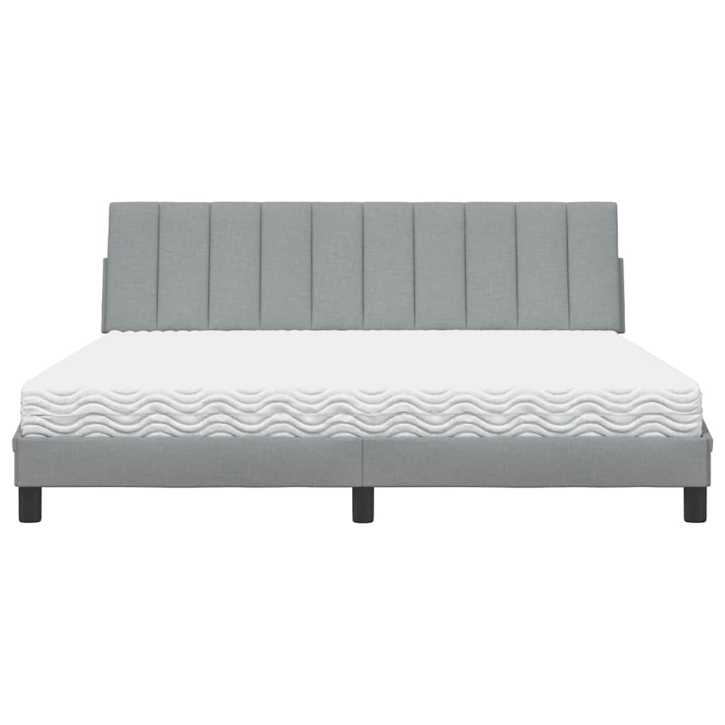 Bett mit Matratze "Hanko" Hellgrau 180x200 cm Stoff
