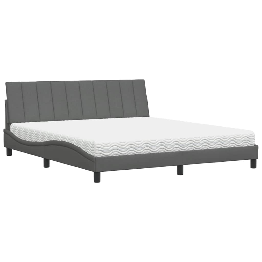 Bett mit Matratze "Hanko" Dunkelgrau 180x200 cm Stoff