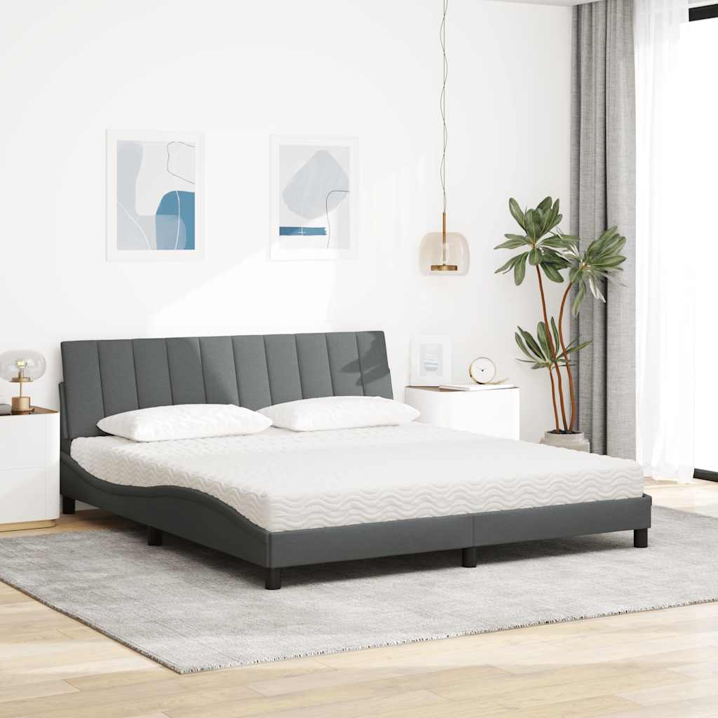 Bett mit Matratze "Hanko" Dunkelgrau 180x200 cm Stoff
