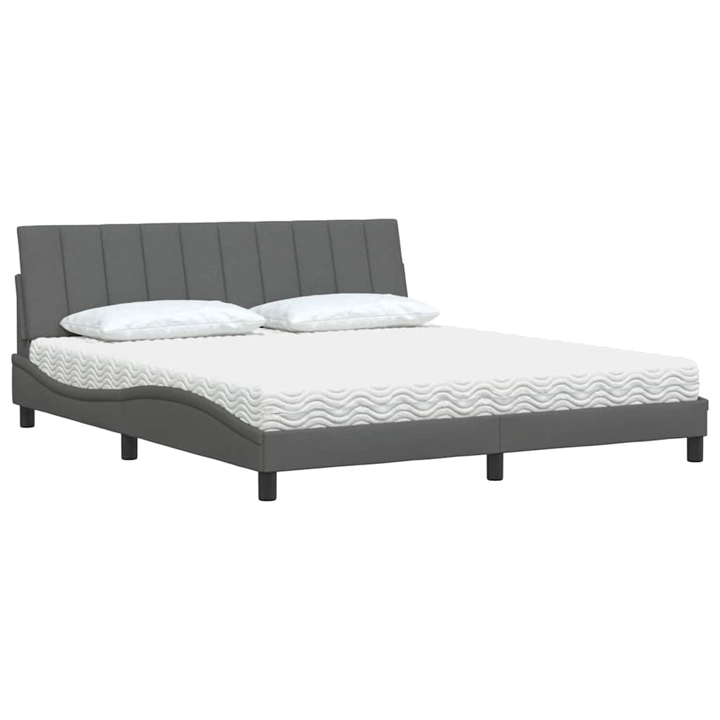 Bett mit Matratze "Hanko" Dunkelgrau 180x200 cm Stoff