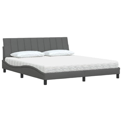 Bett mit Matratze "Hanko" Dunkelgrau 180x200 cm Stoff