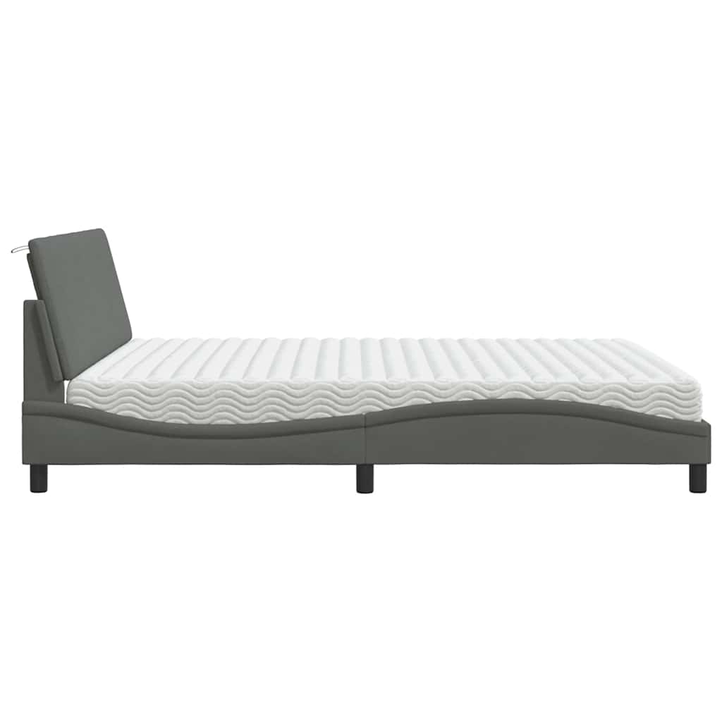 Bett mit Matratze "Hanko" Dunkelgrau 180x200 cm Stoff
