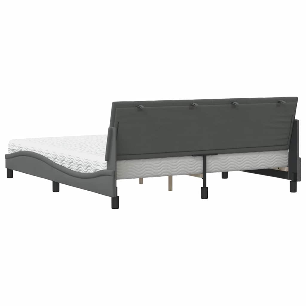 Bett mit Matratze "Hanko" Dunkelgrau 180x200 cm Stoff