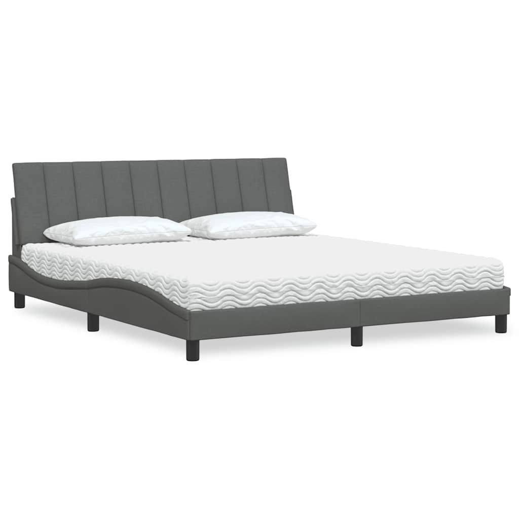 Bett mit Matratze "Hanko" Dunkelgrau 180x200 cm Stoff