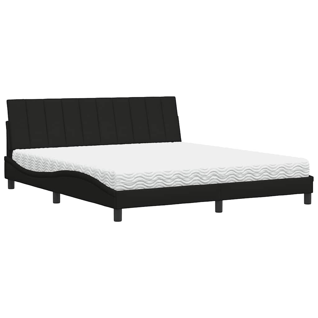 Bett mit Matratze "Hanko" Schwarz 180x200 cm Stoff