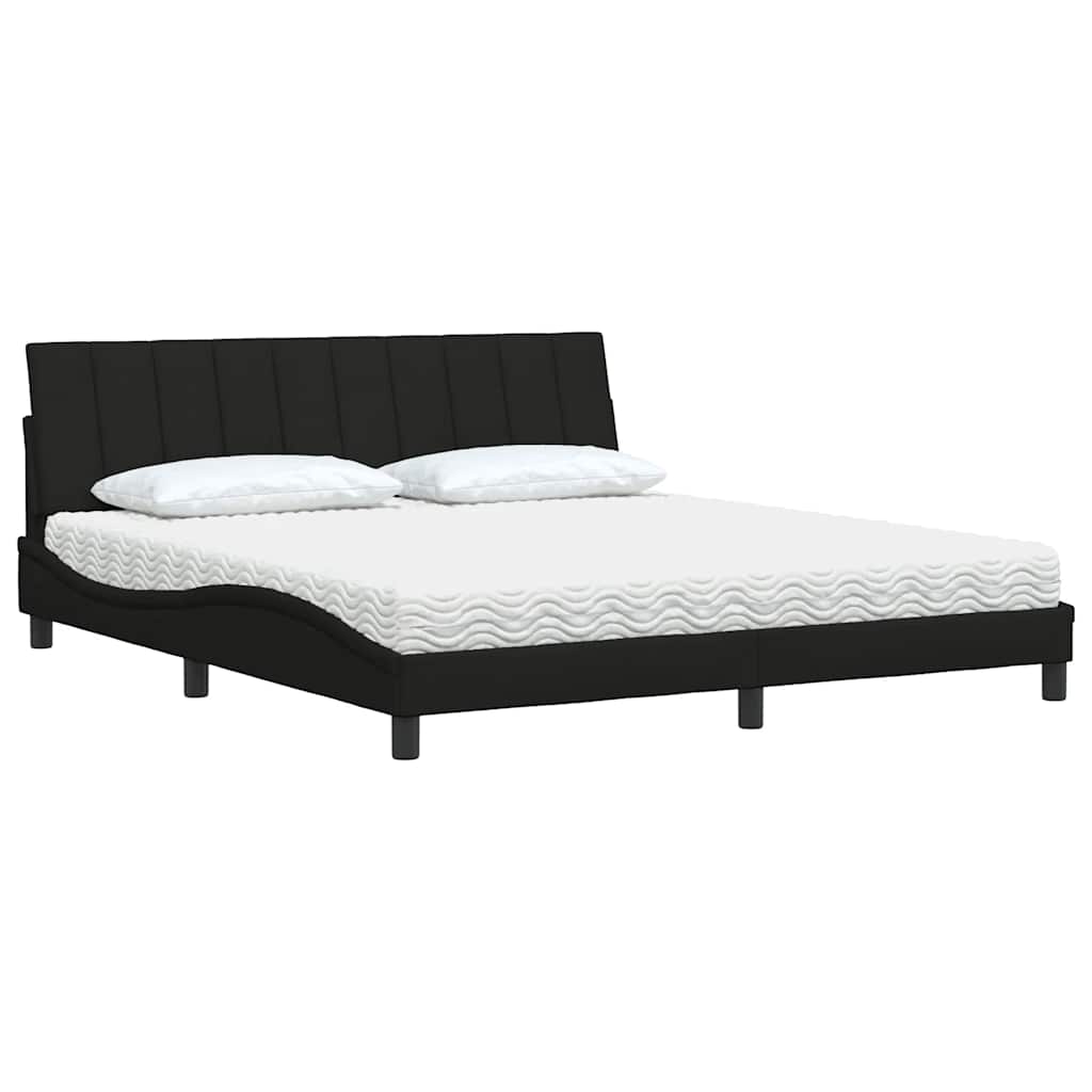 Bett mit Matratze "Hanko" Schwarz 180x200 cm Stoff