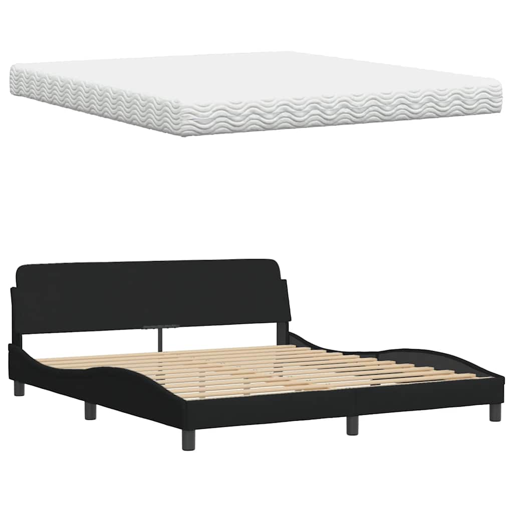 Bett mit Matratze "Hanko" Schwarz 180x200 cm Stoff