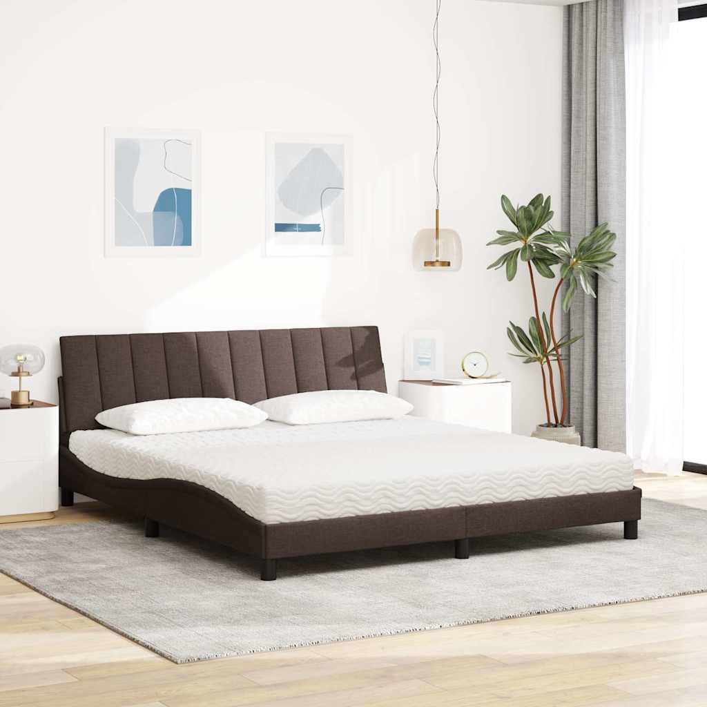 Bett mit Matratze "Hanko" Dunkelbraun 180x200 cm Stoff