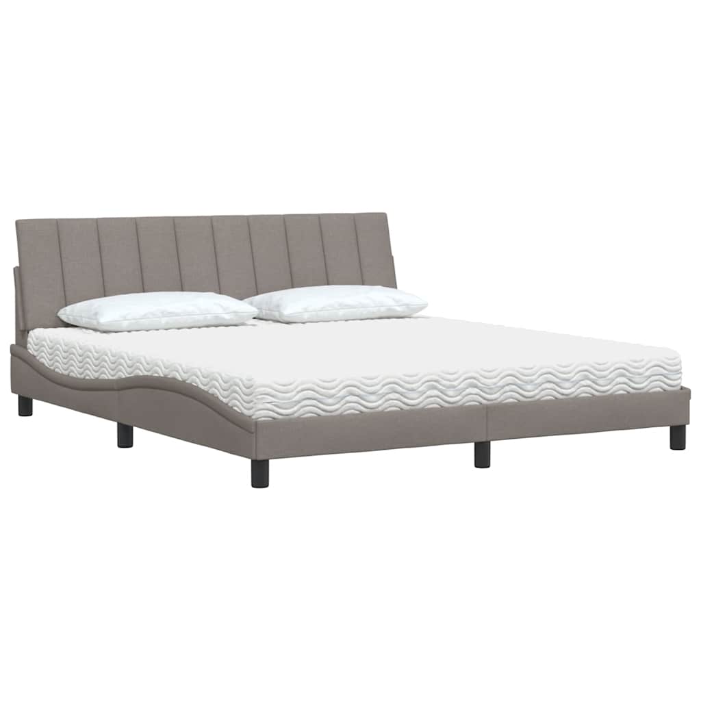Bett mit Matratze "Hanko" Taupe 180x200 cm Stoff