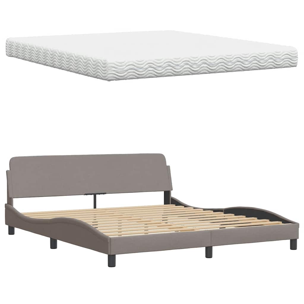 Bett mit Matratze "Hanko" Taupe 180x200 cm Stoff