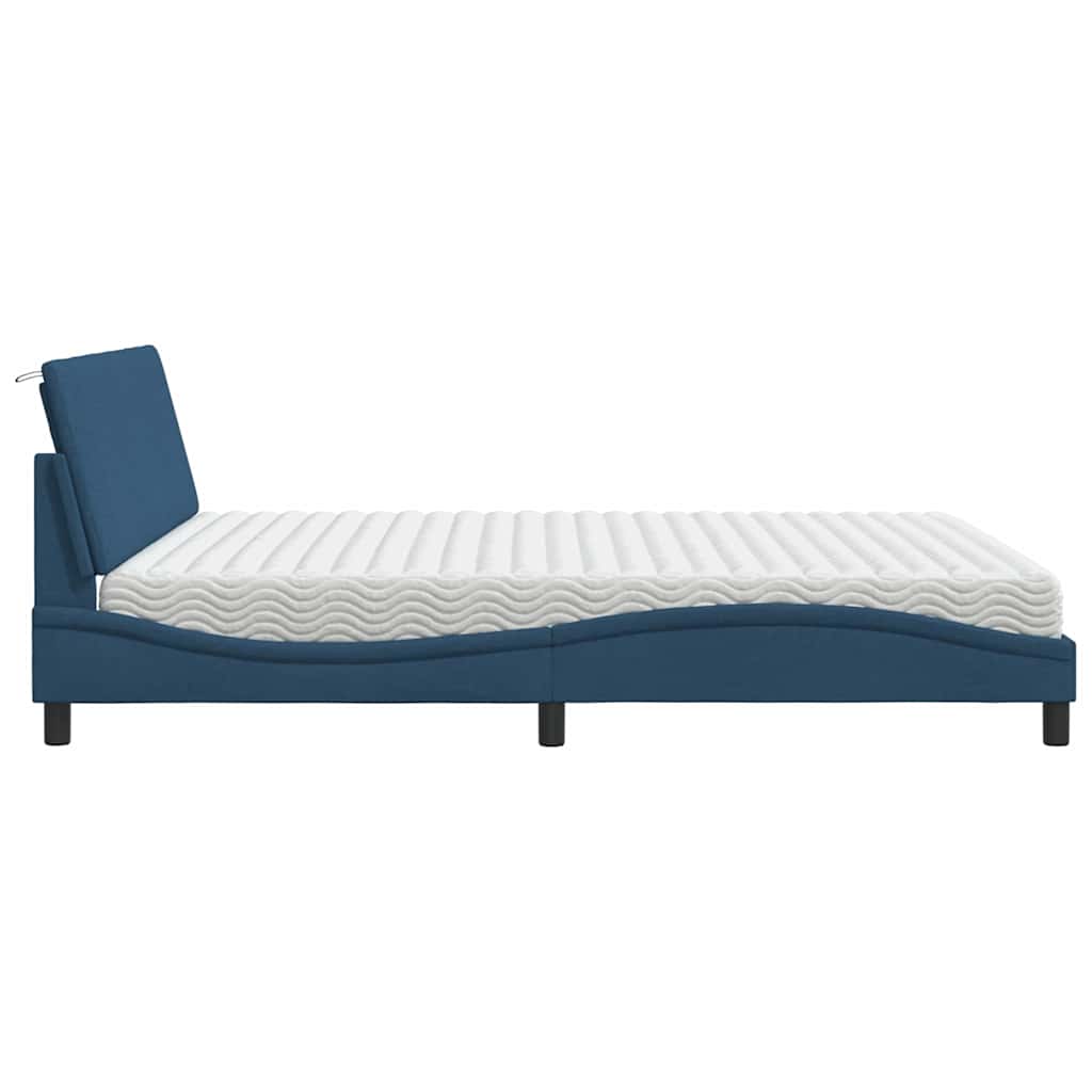 Bett mit Matratze "Hanko" Blau 180x200 cm Stoff