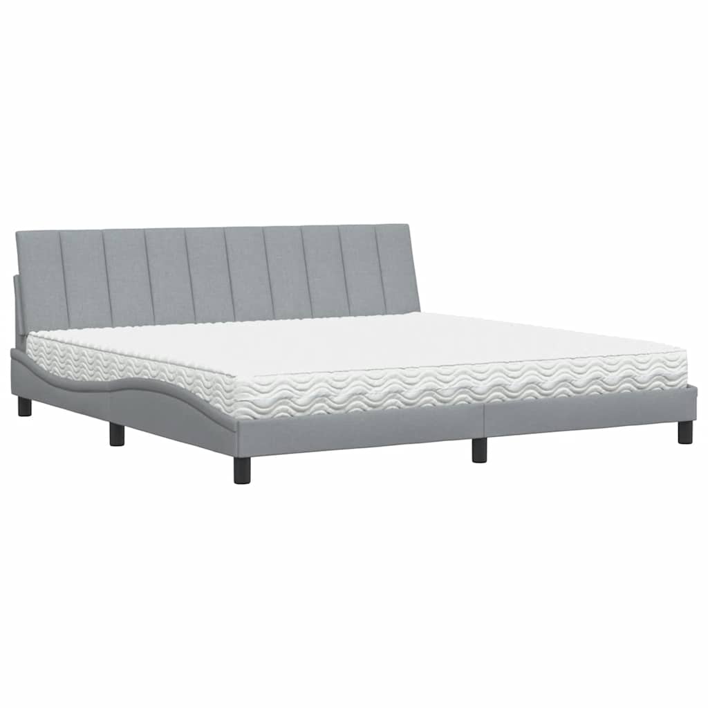 Bett mit Matratze "Hanko" Hellgrau 200x200 cm Stoff