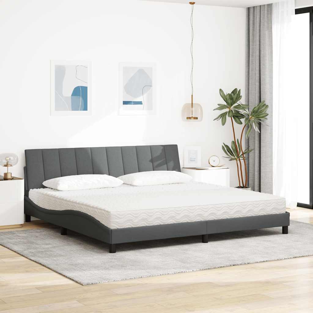 Bett mit Matratze "Hanko" Hellgrau 200x200 cm Stoff