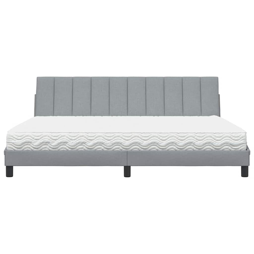 Bett mit Matratze "Hanko" Hellgrau 200x200 cm Stoff