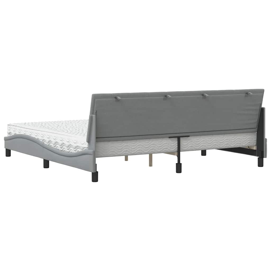 Bett mit Matratze "Hanko" Hellgrau 200x200 cm Stoff